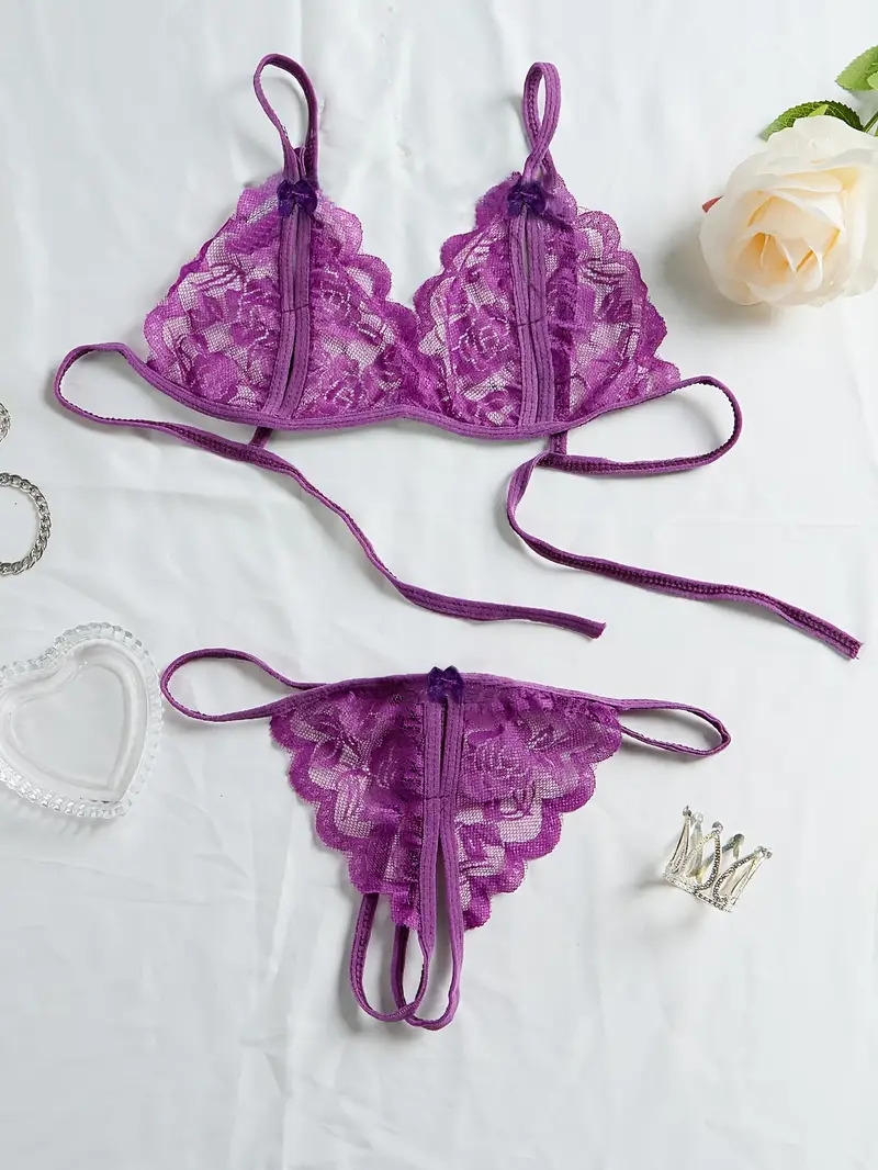 ensemble de lingerie   avec col   fée  , soutien-gorge et culotte ouverte à lentrejambe, vêtements érotiques sexy pour femmes 0