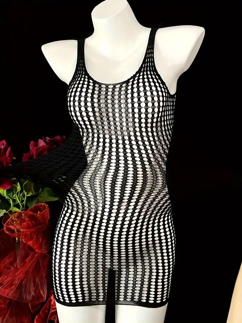 robe moulante en résille sexy   manches - lingerie extensible et transparente pour femmes,   pour les festivals de musique & les tenues de plage détails 2