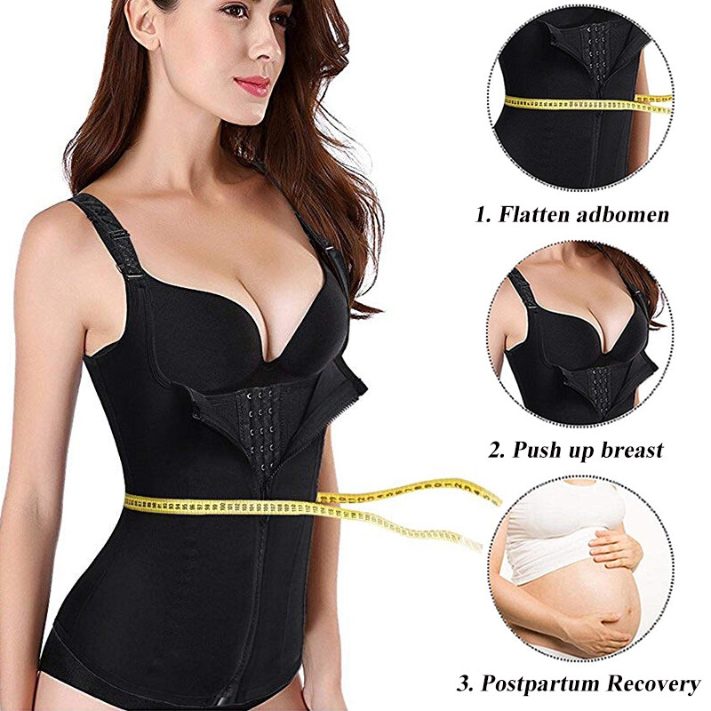 CXZD Women Waist Trainer Corset Zipper Vest Body Shaper Cincher Shaperwear Waist Traine Push Up Vest Tummy Belly Girdle Body Shaper  (7)