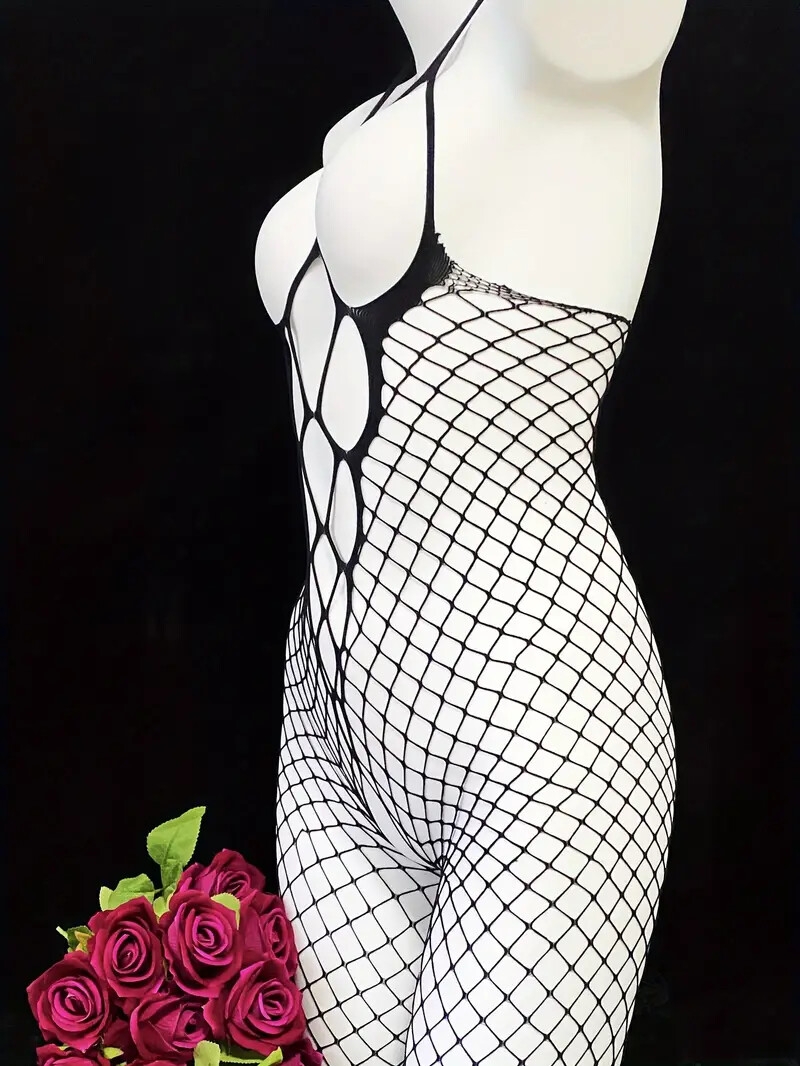 body en résille   pour femmes - design sexy   avec entrejambe ouvert,   extensible de nylon et spandex, parfait pour les enterrements de vie de   fille & les   détails 2