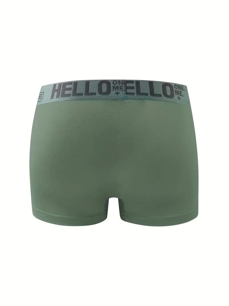 4 boxers pour hommes - design de ceinture hello, polyester élastique respirant, ajustement confortable, couleur  , parfait pour un     et décontracté, confortable pour     | sous-vêtements amusants | ajustement confortable Détails du produit 4