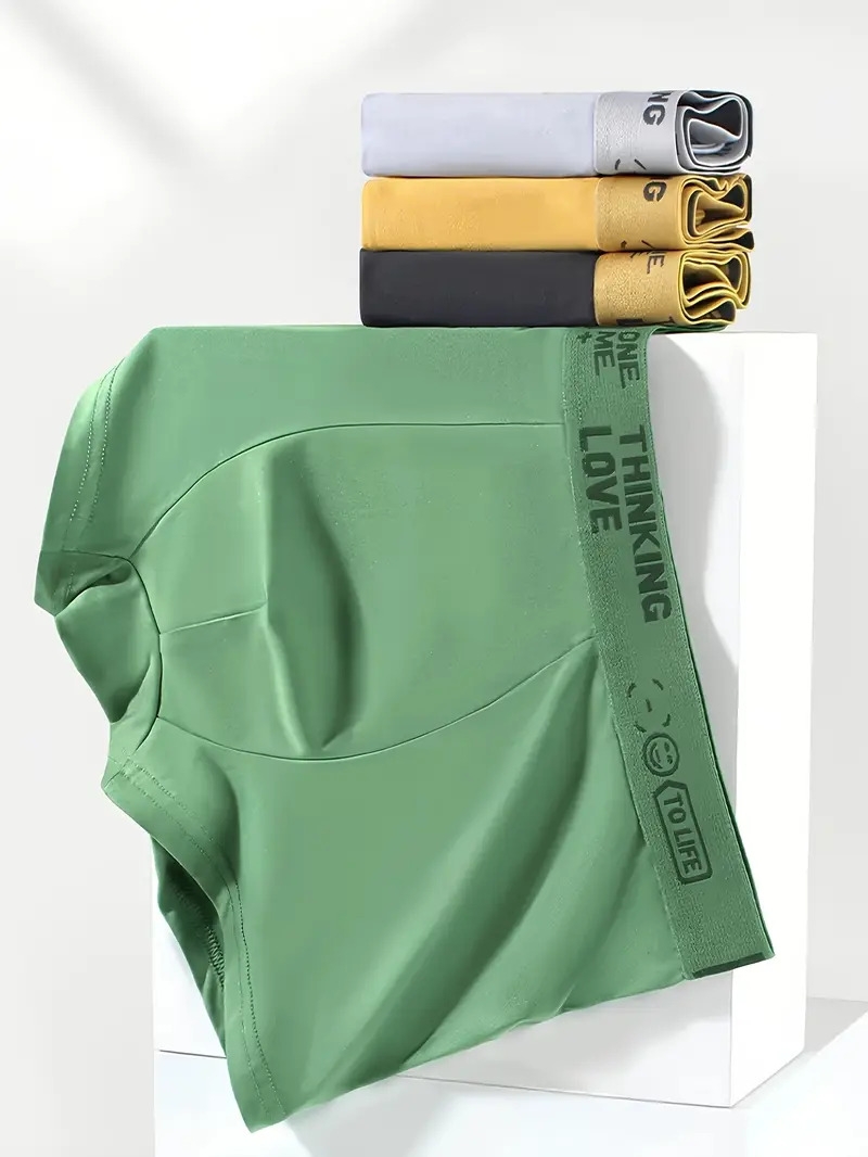 4 boxers pour hommes - design de ceinture hello, polyester élastique respirant, ajustement confortable, couleur  , parfait pour un     et décontracté, confortable pour     | sous-vêtements amusants | ajustement confortable Détails du produit 5