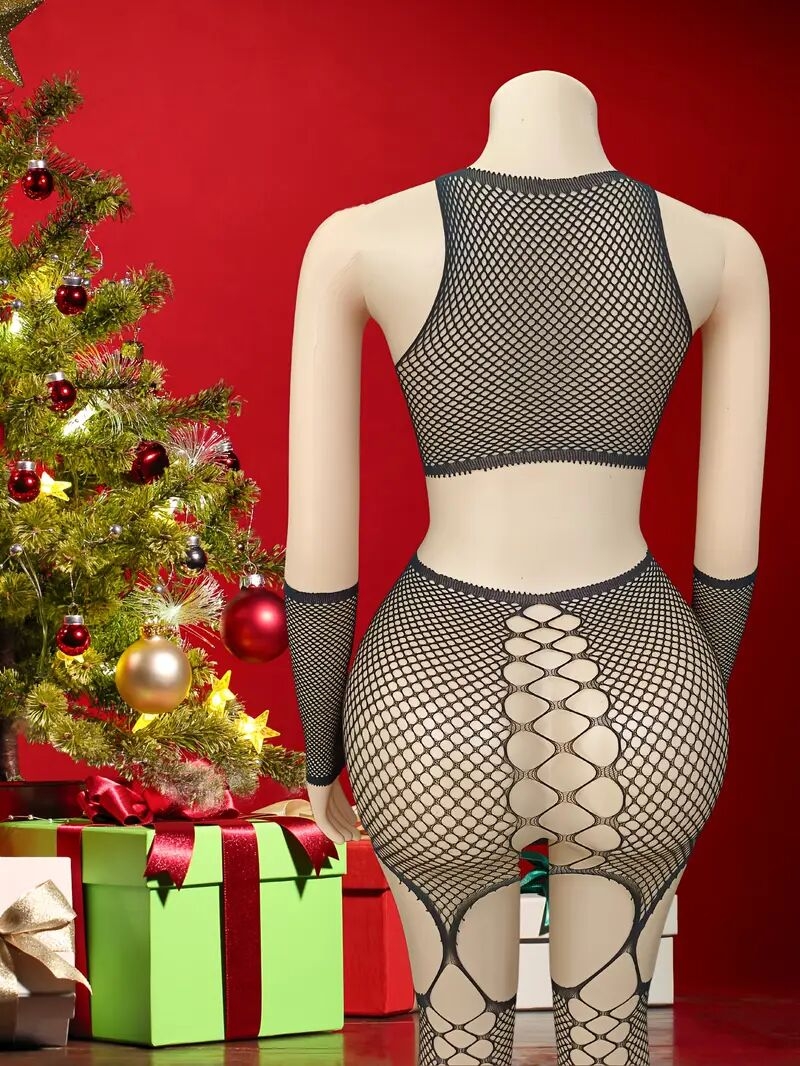 body en résille sexy avec découpes, body en résille sexy avec    , body en résille sexy avec     et ensemble de chaussettes avec manches 2