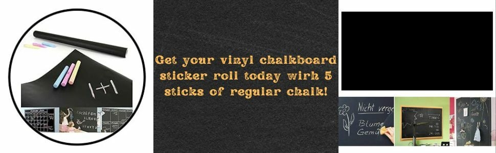 Obtenez votre rouleau d'autocollant de tableau noir de vinyle aujourd'hui, avec 5 bâtons de craie régulière!