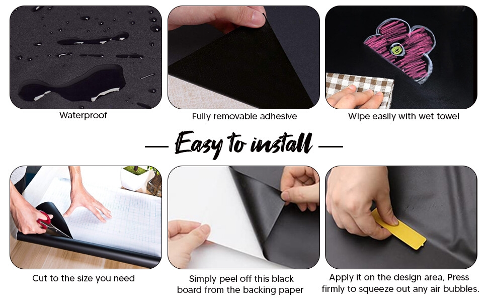 Tableau Noir Vinyle (45x200cm) Wall Sticker Amovible Decal Chalkboard