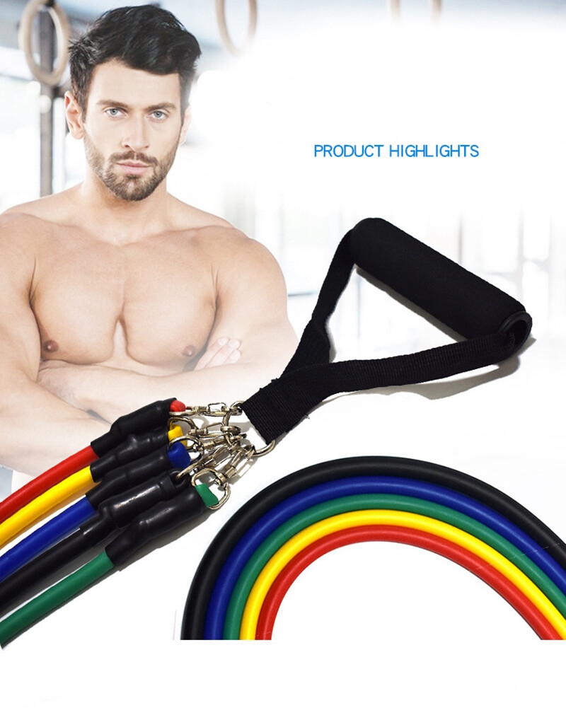 11 PcsSet Latex Resistance Bands Crossfit Training Exercise Yoga Tubes Pull Rope,Rubber Expander Elastic Bands Fitness with Bag (20)