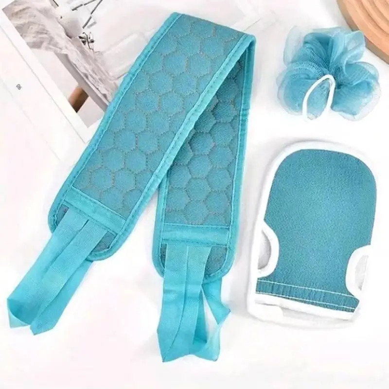 Ensemble de Bain et Douche 3 Pièces: Brosse Exfoliante pour le , Éponge en Maille et Luffa - Nettoyage Profond et Massage de la Peau pour Hommes et Femmes. détails 2
