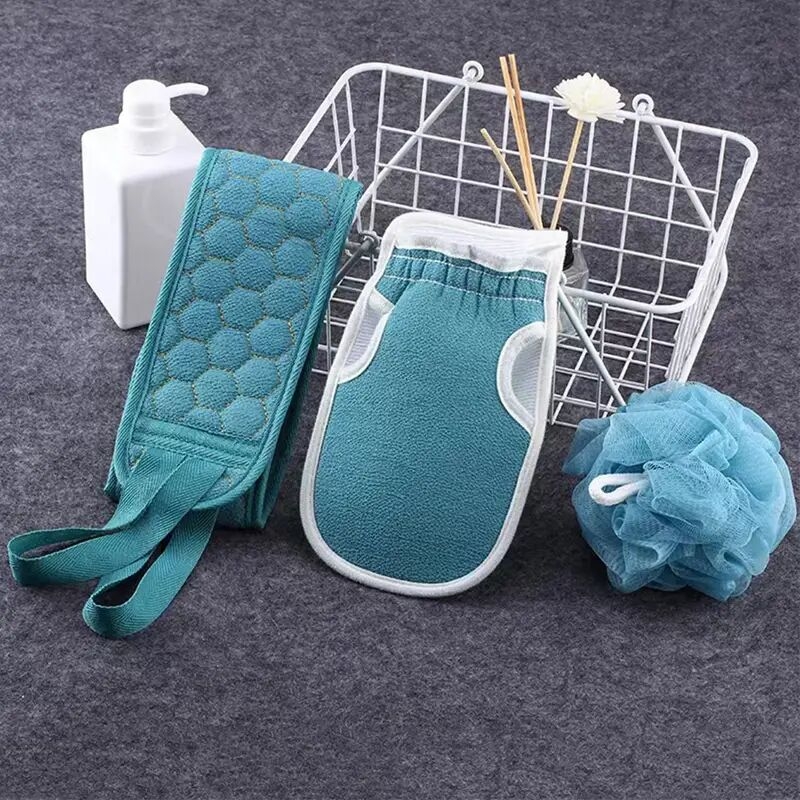 Ensemble de Bain et Douche 3 Pièces: Brosse Exfoliante pour le , Éponge en Maille et Luffa - Nettoyage Profond et Massage de la Peau pour Hommes et Femmes. détails 0