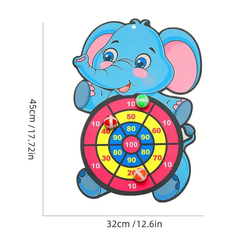 Jouets De Balle Collante En Forme Déléphant Pour Enfants, Avec Un Motif De Dessin Animé Sur Une Cible De Fléchettes. Jeu Classique De Fléchettes Sûr Pour Lintérieur Et Lextérieur, Favorisant Linteraction Parent-enfant 1