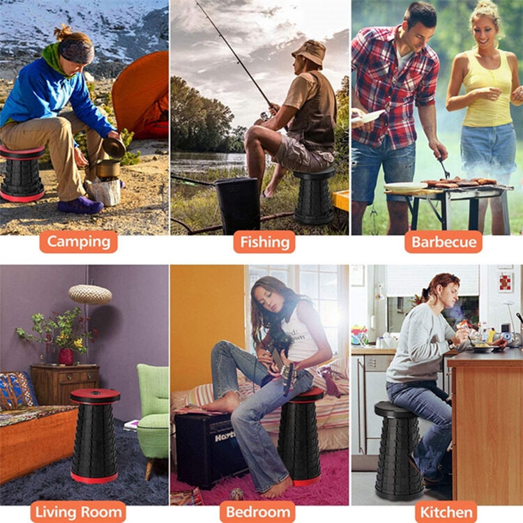 Tabouret pliable Portable, léger et robuste, avec capacité de charge de 300lb, tabouret télescopique