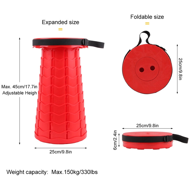 Tabouret pliable Portable, léger et robuste, avec capacité de charge de 300lb, tabouret télescopique
