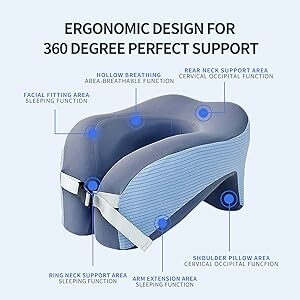 Letrcxo 2-in-1 Travel Neck Pillow with 360-Degree Head Support,Memory Foam U-Shape Neck Pillow