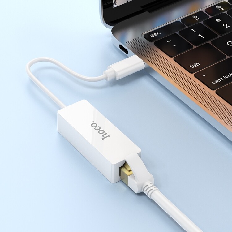 hoco UA22 Acquire Adaptateur Ethernet filaire 100 Mbps USB-C / Type-C (Blanc) - 3