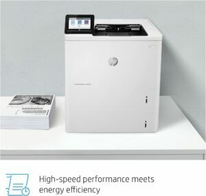 Imprimante HP LaserJet M612dn vue de face avec écran tactile 