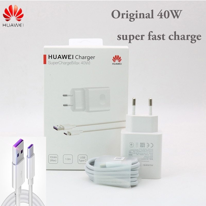 Chargeur Huawei SuperCharge 40W Charge Ultra-Rapide + Câble USB-C - Blanc -  Français