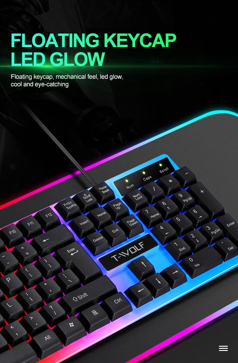 Détails du Combo gaming 4 in1 Clavier Souris LED RGB +tapis Gamer+Brush  cleaner Sticker