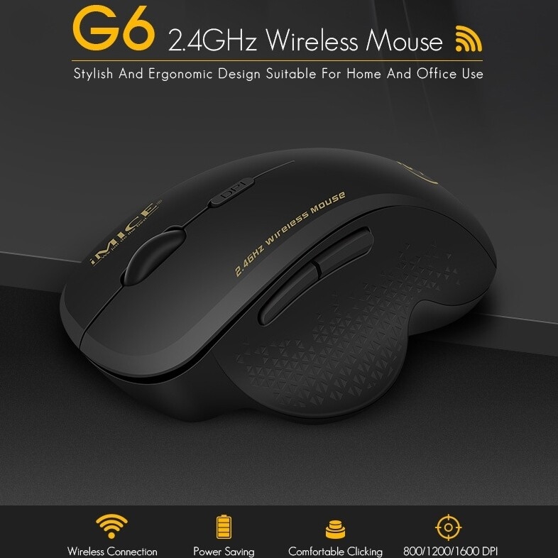 iMICE G6 Souris sans fil 2.4G Souris de bureau Souris de jeu à 6 boutons (Noir) iMICE G6 Souris sans fil 2.4G Souris de bureau Souris de jeu à 6 boutons (Noir)
