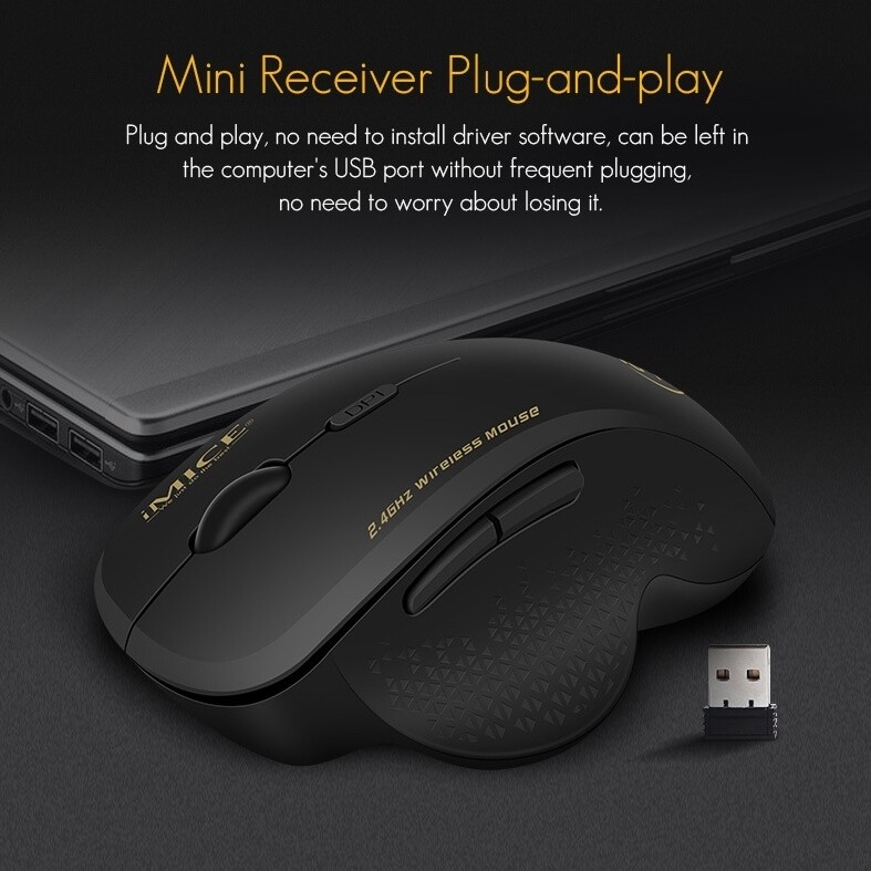 iMICE G6 Souris sans fil 2.4G Souris de bureau Souris de jeu à 6 boutons (Noir) iMICE G6 Souris sans fil 2.4G Souris de bureau Souris de jeu à 6 boutons (Noir)