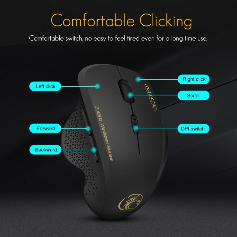 iMICE G6 Souris sans fil 2.4G Souris de bureau Souris de jeu à 6 boutons (Noir) iMICE G6 Souris sans fil 2.4G Souris de bureau Souris de jeu à 6 boutons (Noir)