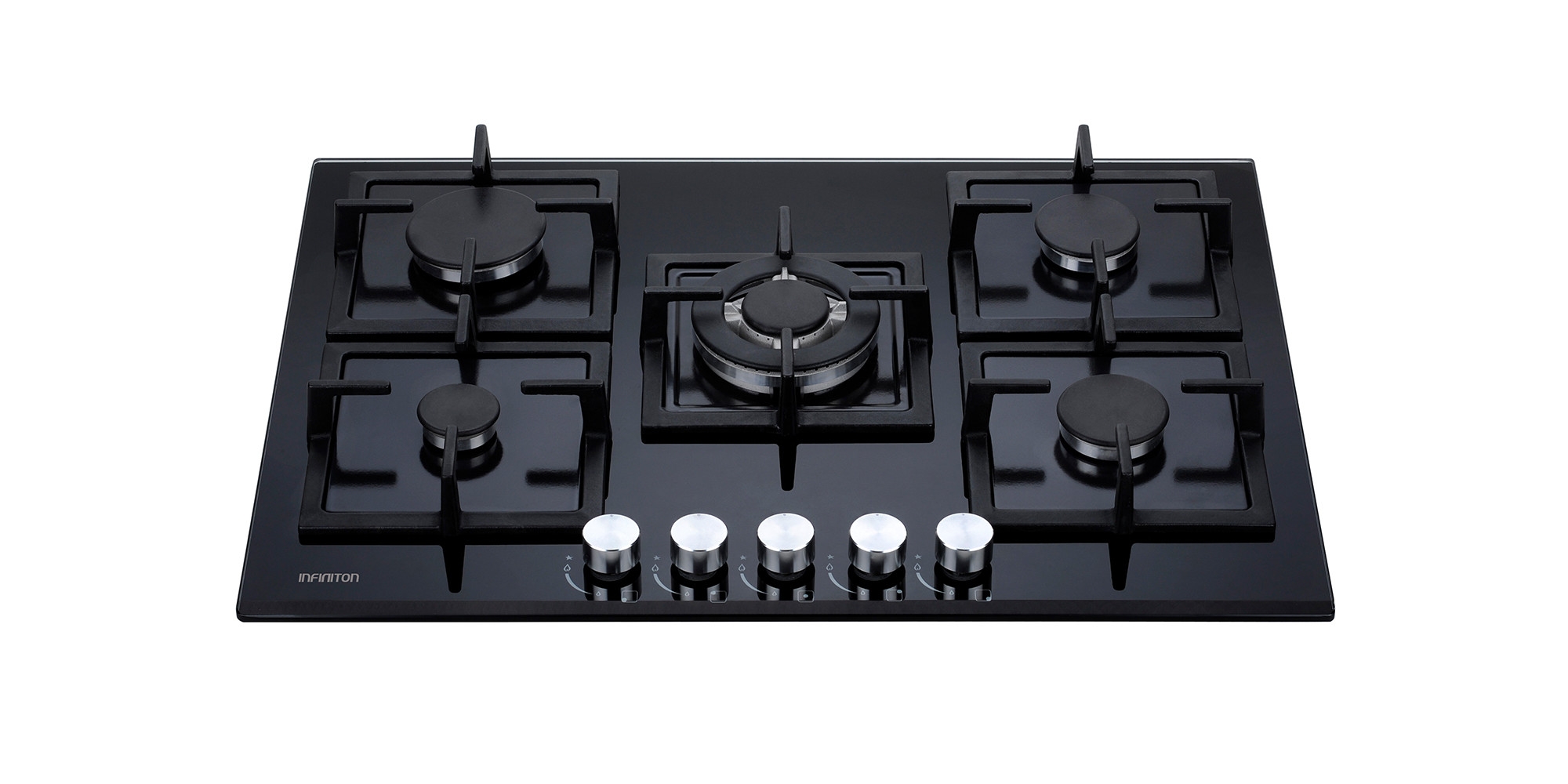 Infiniton PLAQUE DE CUISSON A GAZ EN VERRE NOIR 5 FEUX 70CM à prix pas