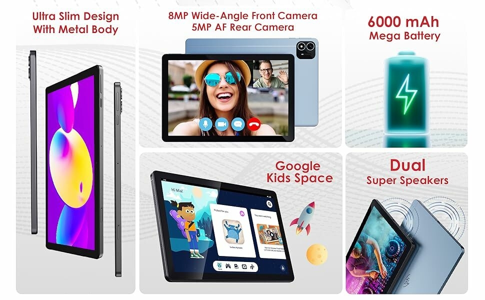 Ultra Slim Design, Big Battery, Dual Speakers, 8MP front Camera