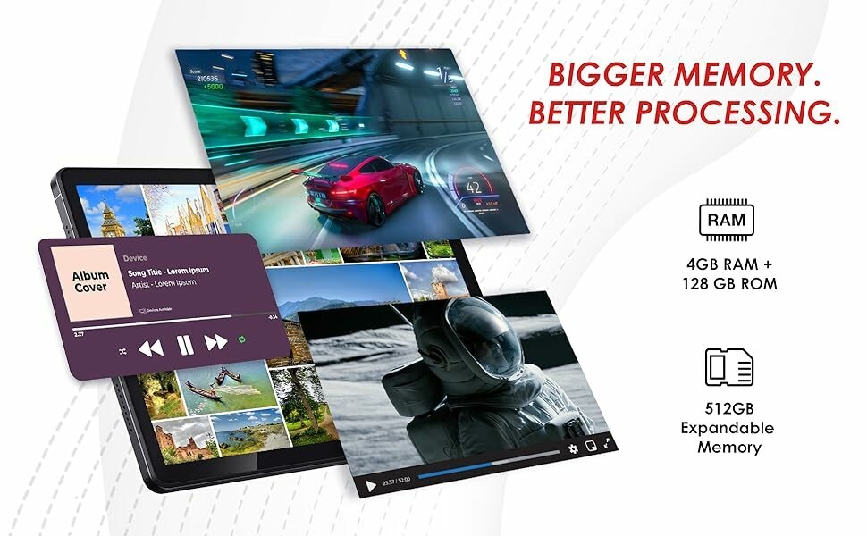 4GB RAM + 128GB ROM. Expandable upto 512GB