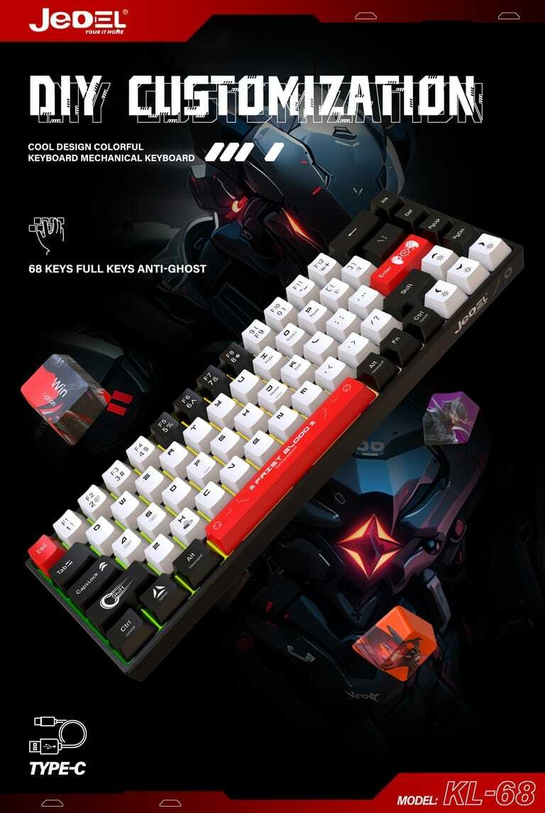 Jedel KL68, Jedel mechanical keyboard, 65% mechanical keyboard, budget mechanical keyboard Pakistan, RGB mechanical keyboard, clicky keyboard, Drinkey Blue switches, wired gaming keyboard, compact keyboard, entry level mechanical keyboard, Nerdy Nest