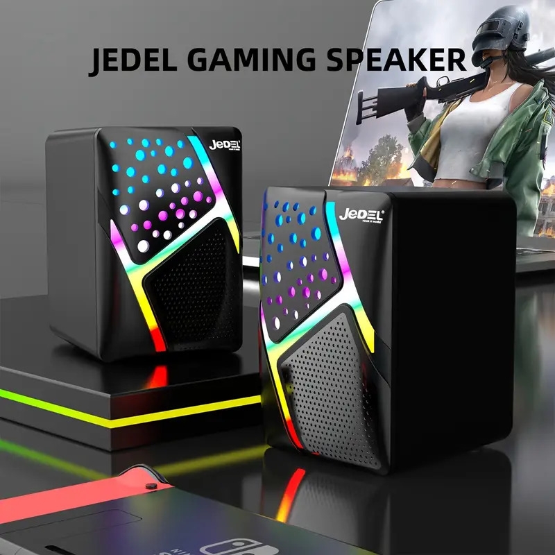 s527 rgb led desktop speakers usb powered 3w   with   5mm aux input for pc laptop tablet cellphone details 4