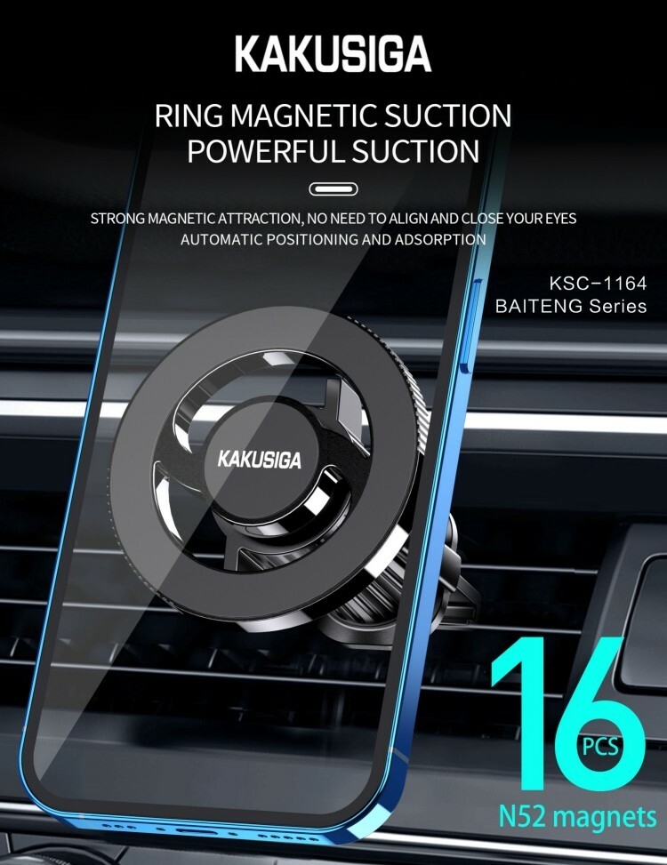 Kakusiga Support Téléphone Voiture MagSafe – Super Strong Magnetic 16 Magnets, Rotation 360°, iPhone & Android Compatible 2 image