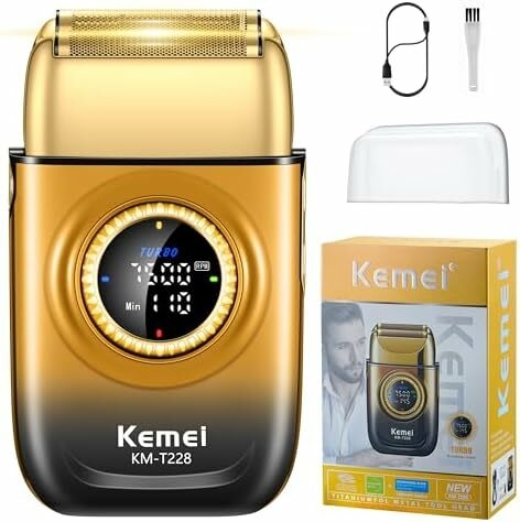 Rasoir électrique à grille KEMEI pour homme, rasoir électrique pour homme, rasoir sans fil rechargeable, appareil électrique avec écran LED, rasoir Barberia KEMEI 228