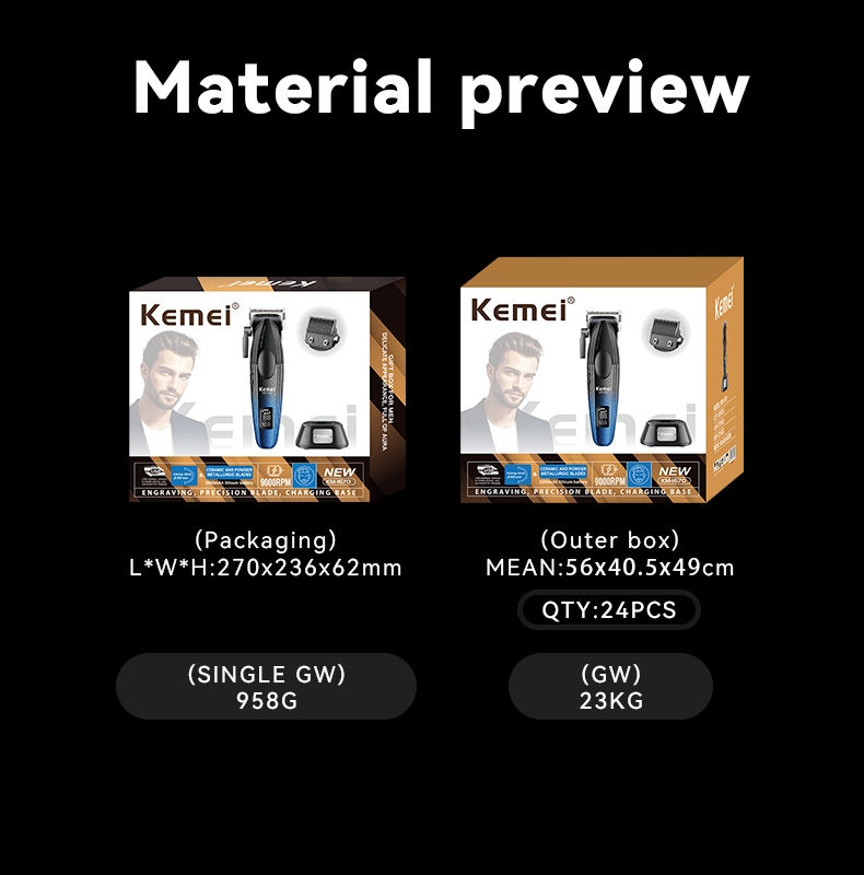 Tondeuse à cheveux KEMEI km-1670 pour hommes, tondeuse électrique professionnelle, tondeuse à cheveux USB rechargeable pour hommes détails