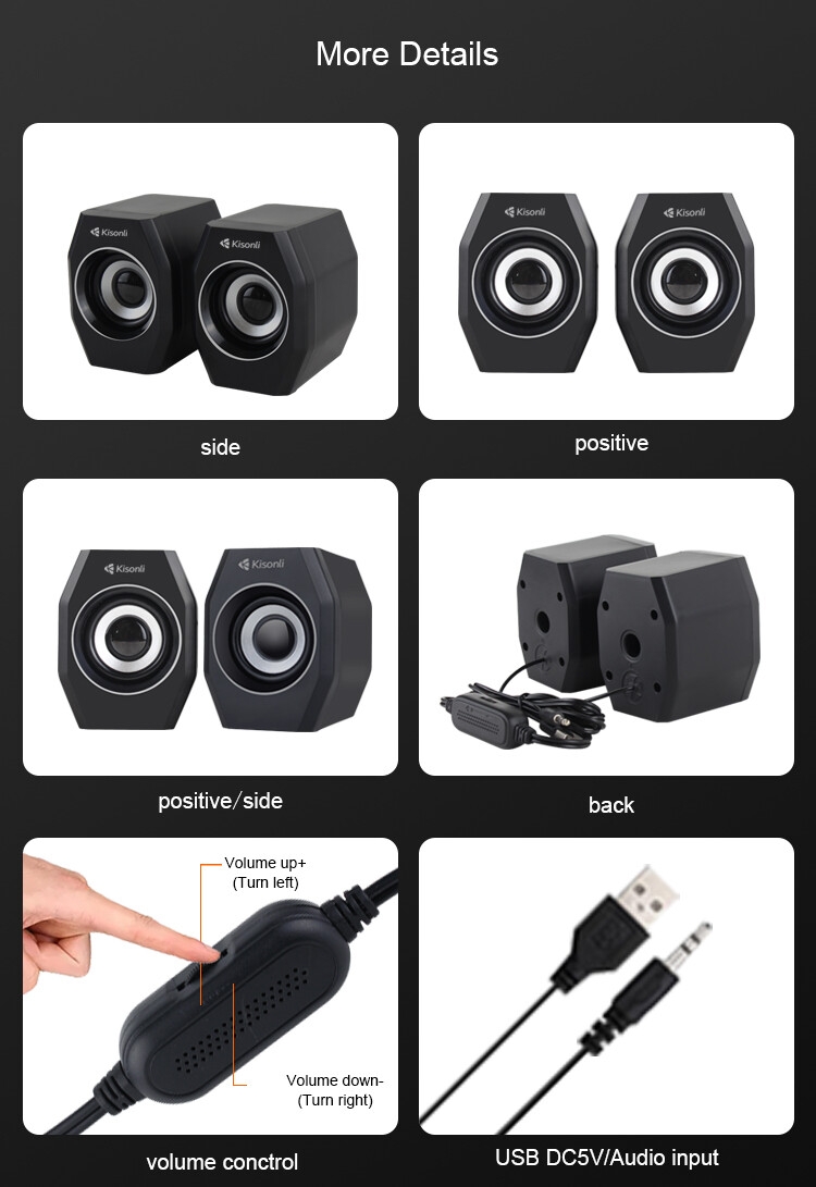 Kisonli A-101S haut-parleur de haute qualité, câble usb, haut-parleurs pour pc