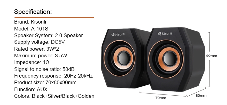 Kisonli A-101S haut-parleur de haute qualité, câble usb, haut-parleurs pour pc
