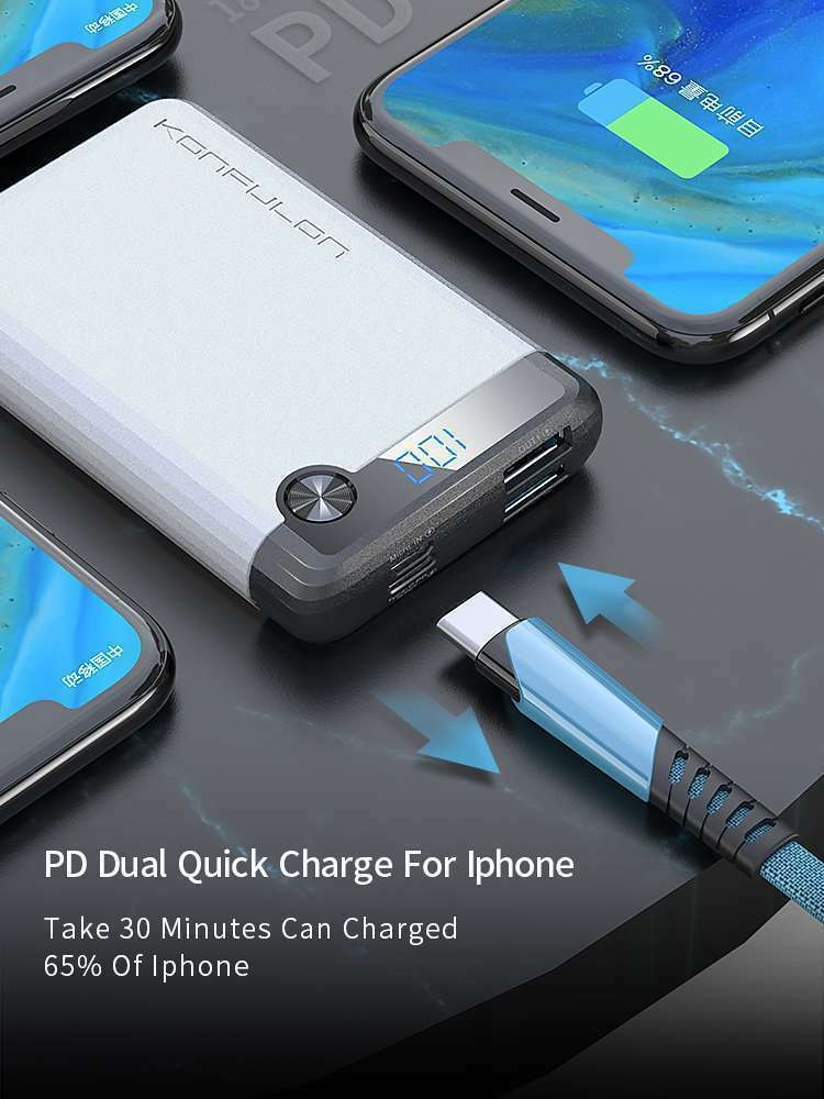 KONFULON Q11 Mini FAST batterie externe, chargeur de Power Bank USB à charge rapide, 10000 mAh, QC 3.0 WAFFIR.MA 6