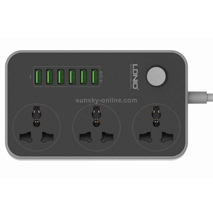 LDNIO SC3604 6 x USB Ports Multi-function Travel Home Office Socket, Cable Length: 2m, UK Plug - 1
