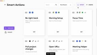 Écran des modèles d'actions intelligentes