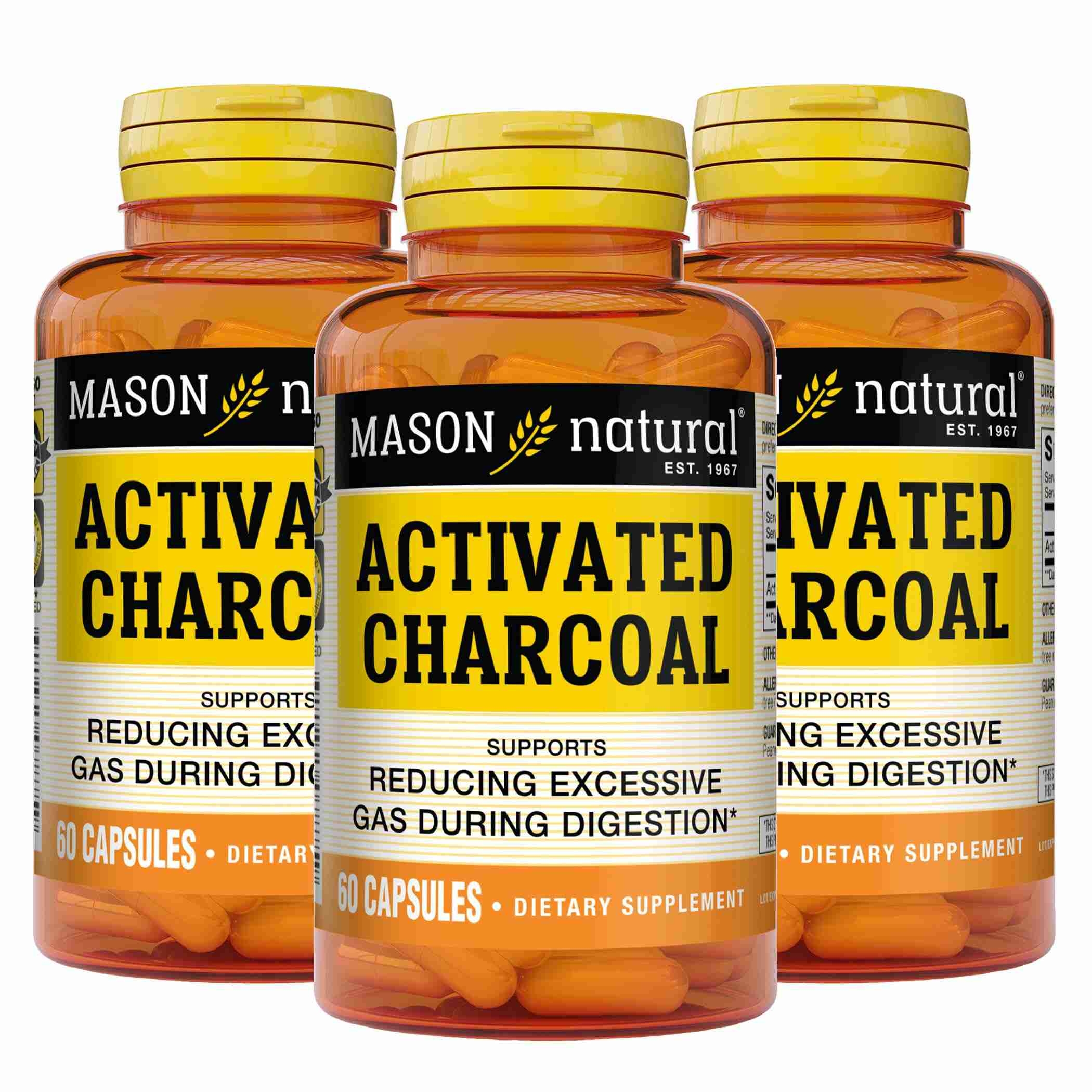 Amazon.com: MASON NATURAL Activated Charcoal - Alleviates Gas and Bloating,  Promotes Natural Detoxification, Highly Absorbent Supplement, 60 Capsules  (Pack of 3) : Health & Household