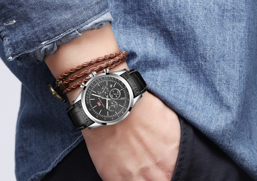 Montre Homme MINI FOCUS MF06 Cuir Noir avec Affichage Chronographe 13