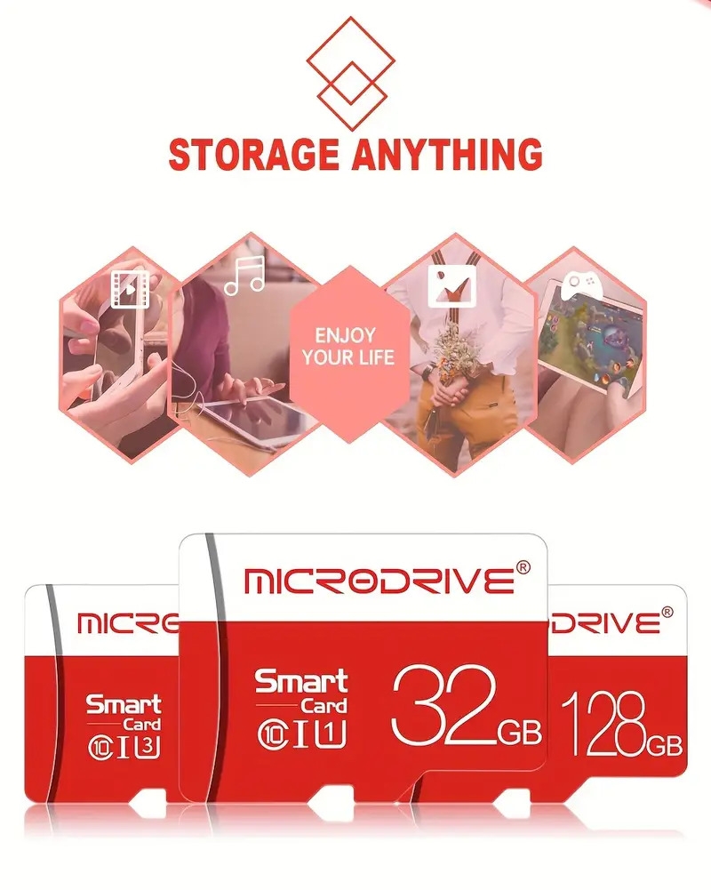 carte   tf sd haute vitesse - classe 10, compatible u3, mini clé usb pour smartphones & appareils photo - disponible en tailles de 4g, 8g, 16g, 32g, 64g, 128gb détails 1