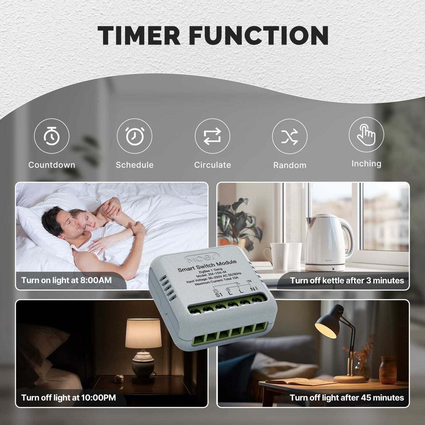 Module de relais/minuterie pour interrupteur intelligent ZigBee Mini DIY (1/2 poste) - MOES