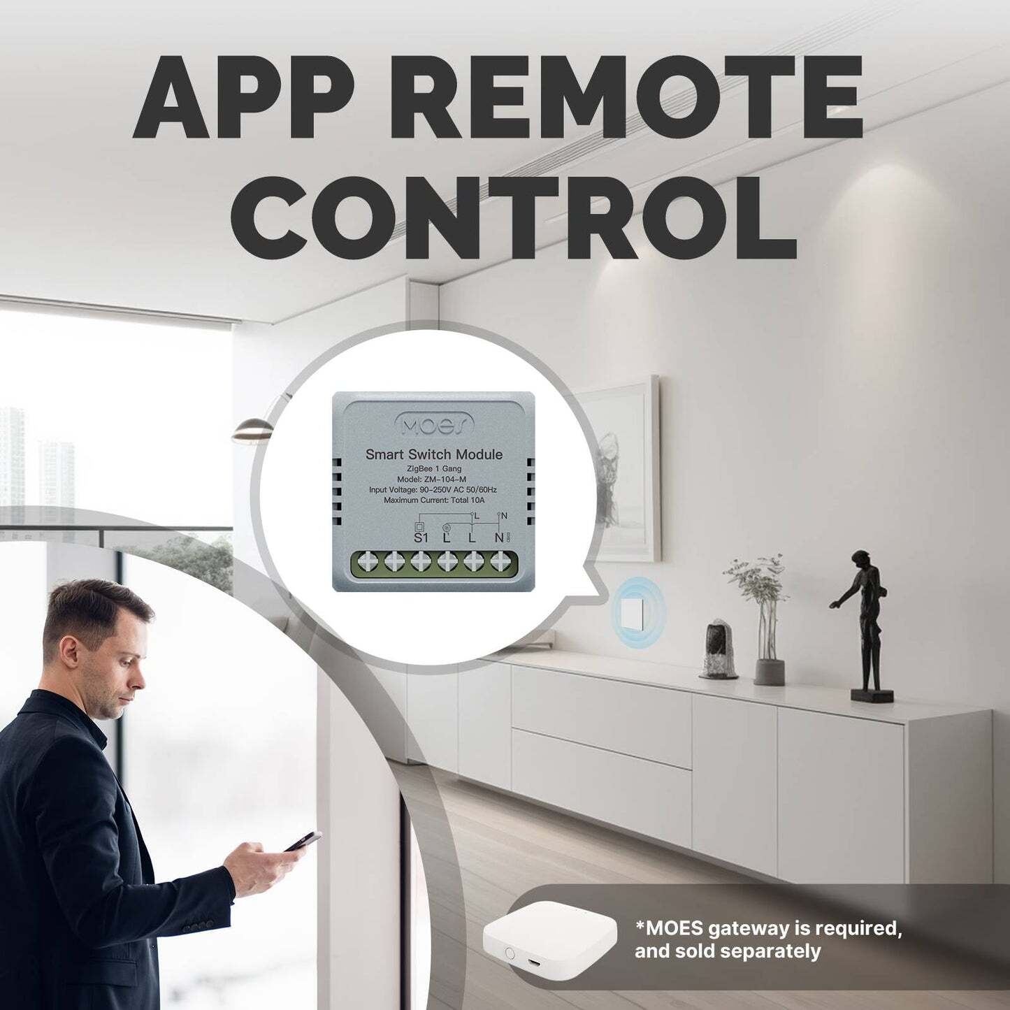 Module de relais/minuterie pour interrupteur intelligent ZigBee Mini DIY (1/2 poste) - MOES