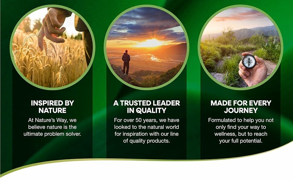 Nature's Way 3 Pillars; inspired by nature, a trusted leader in quality and made for every journey