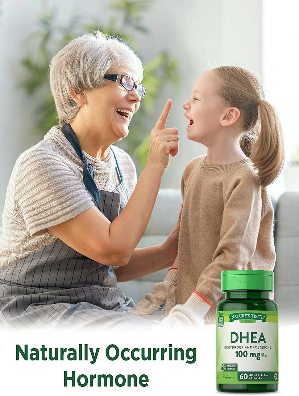 Dhea Supplement - 100Mg - 60 Capsules - Non-Gmo & Gluten - By Nature'S Truth