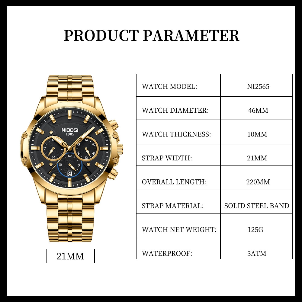 NIBOSI 2565 Superior Durable New Arrival Hot Selling Low MOQ Chronograph The New Listing Men Quartz Watches Stainless Steel Band
