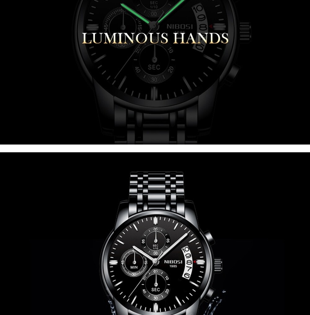 NIBOSI Mens Watches Top Brand Luxury Premium Luxury Fashion Luminous Waterproof Watch High-end Calfskin Pure Steel Strap Blue (13)