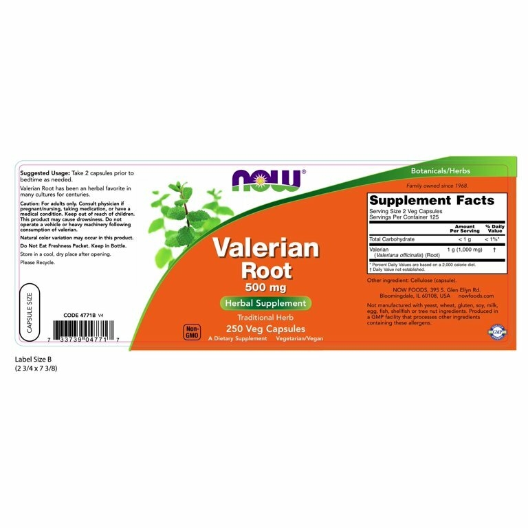NOW Supplements, Valerian Root (Valeriana officinalis) 500 mg, Herbal  Supplement, 250 Veg Capsules - Walmart.com