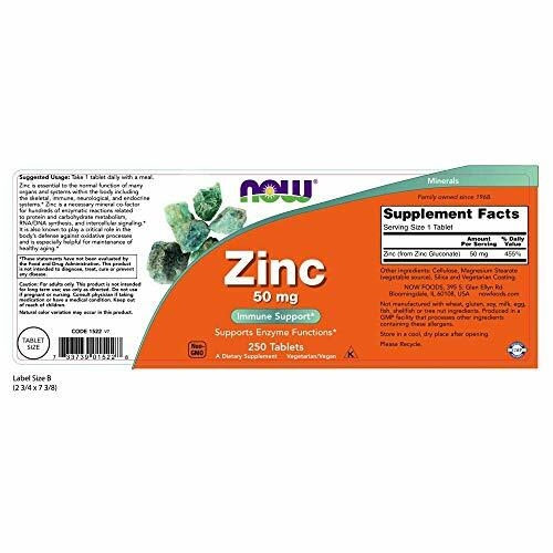 NOW Supplements, Zinc 50 mg, Tablets 250 Count (Pack of 1) in Kuwait -  Whizz Zinc