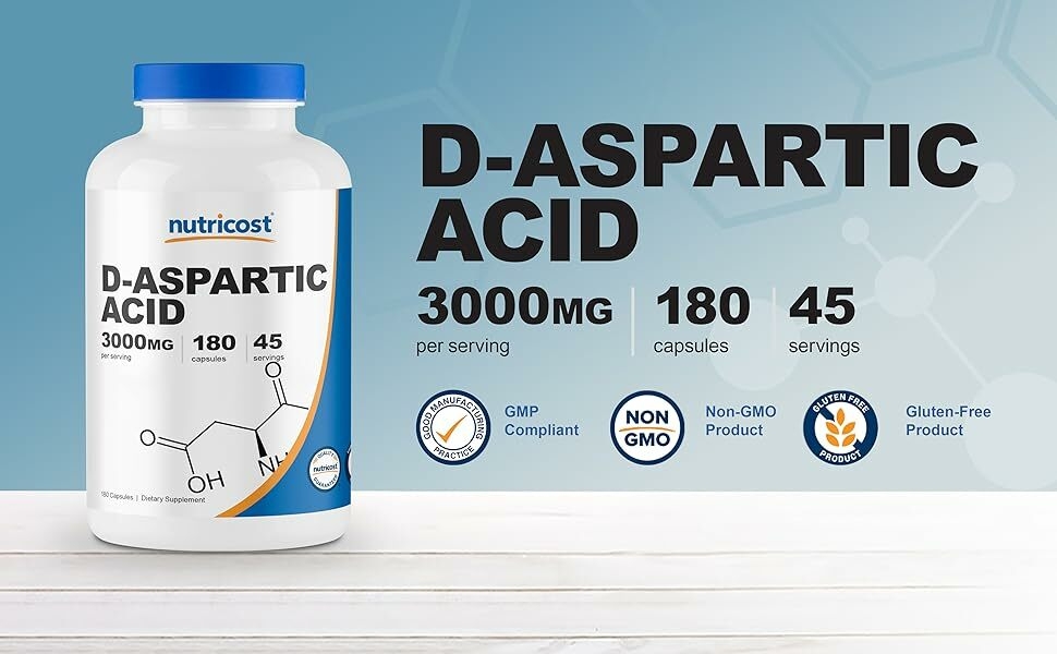 D Aspartic Acid Capsules 3000mg by Nutricost