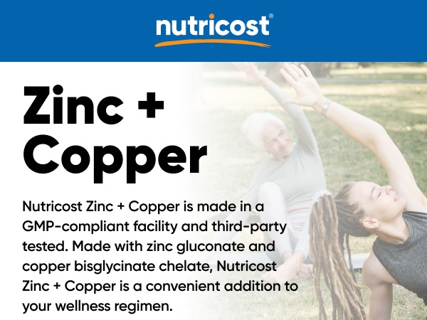 Amazon.com: Nutricost Zinc + Copper Capsules (120 Servings)(15MG Zinc + 2MG  Copper Per Serving) - Non GMO, Vegetarian : Health & Household