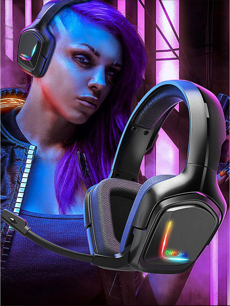 Onikuma K20 designed for Gaming headset computer ps4 with RGB breath light noise cancelling headphones